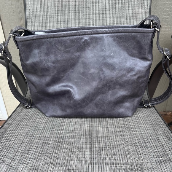 Elegant gray  rough and tumble Leather Shoulder Bag Hartley in concord - Picture 4 of 11